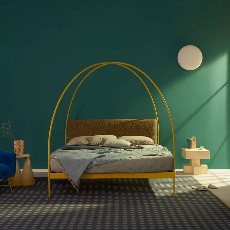 Volta Yellow Iron Canopy Double Bed by Mario Scairato