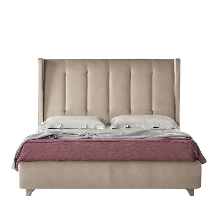 Edo Quilted Beige Velvet Bed