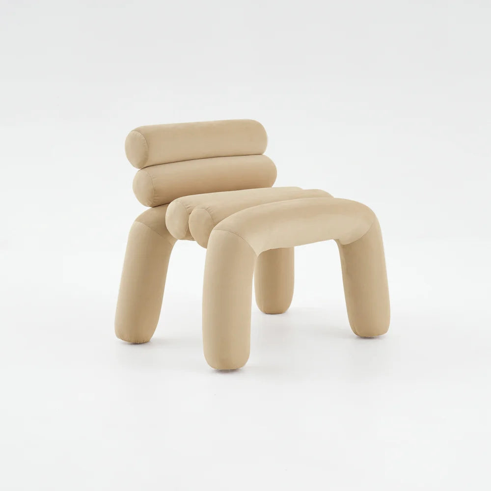 Beige Velvet Accent Chair
