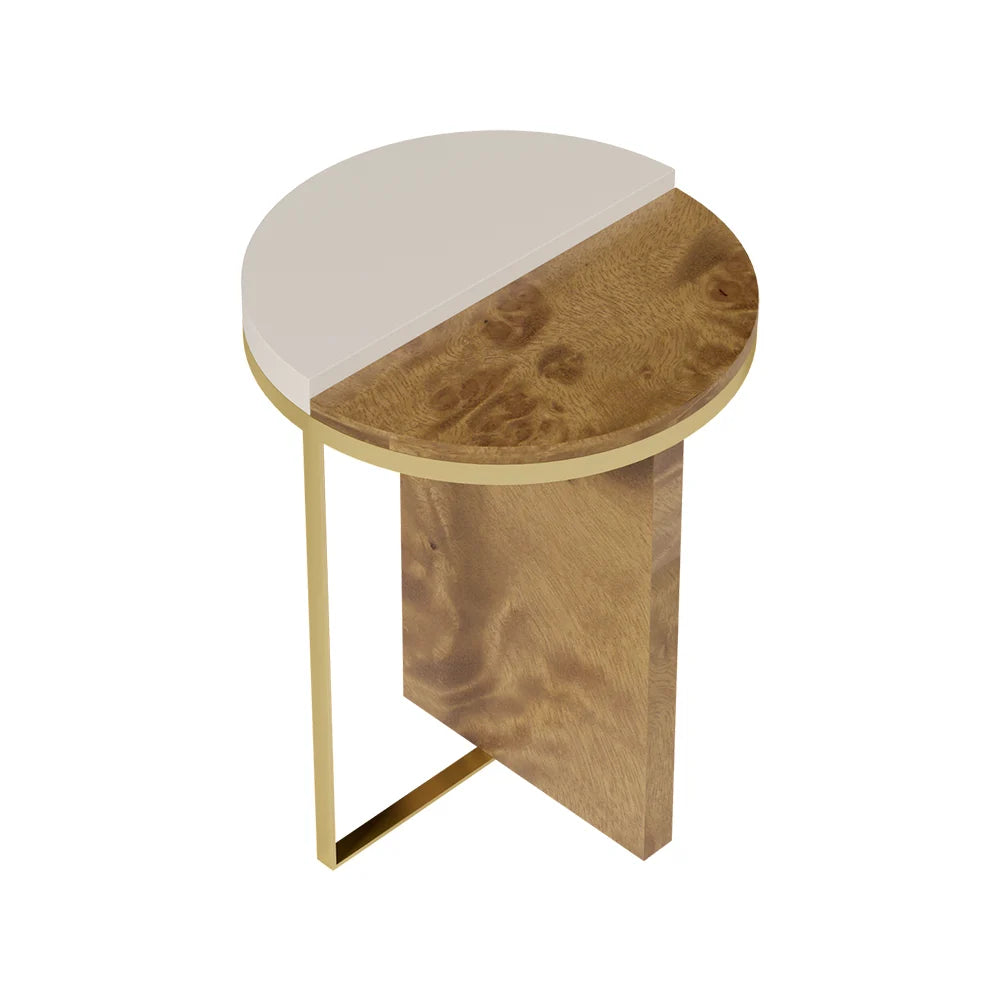 White Round Wood Side Table