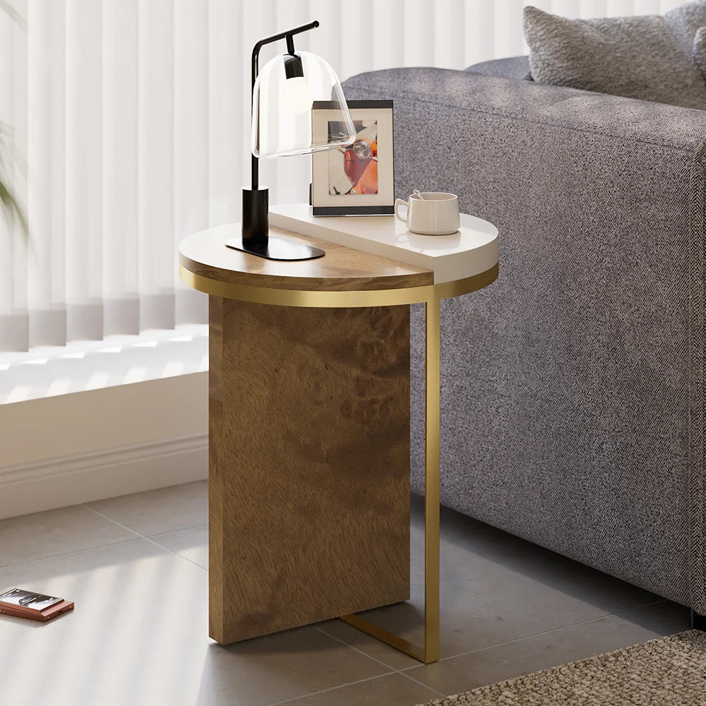 White Round Wood Side Table