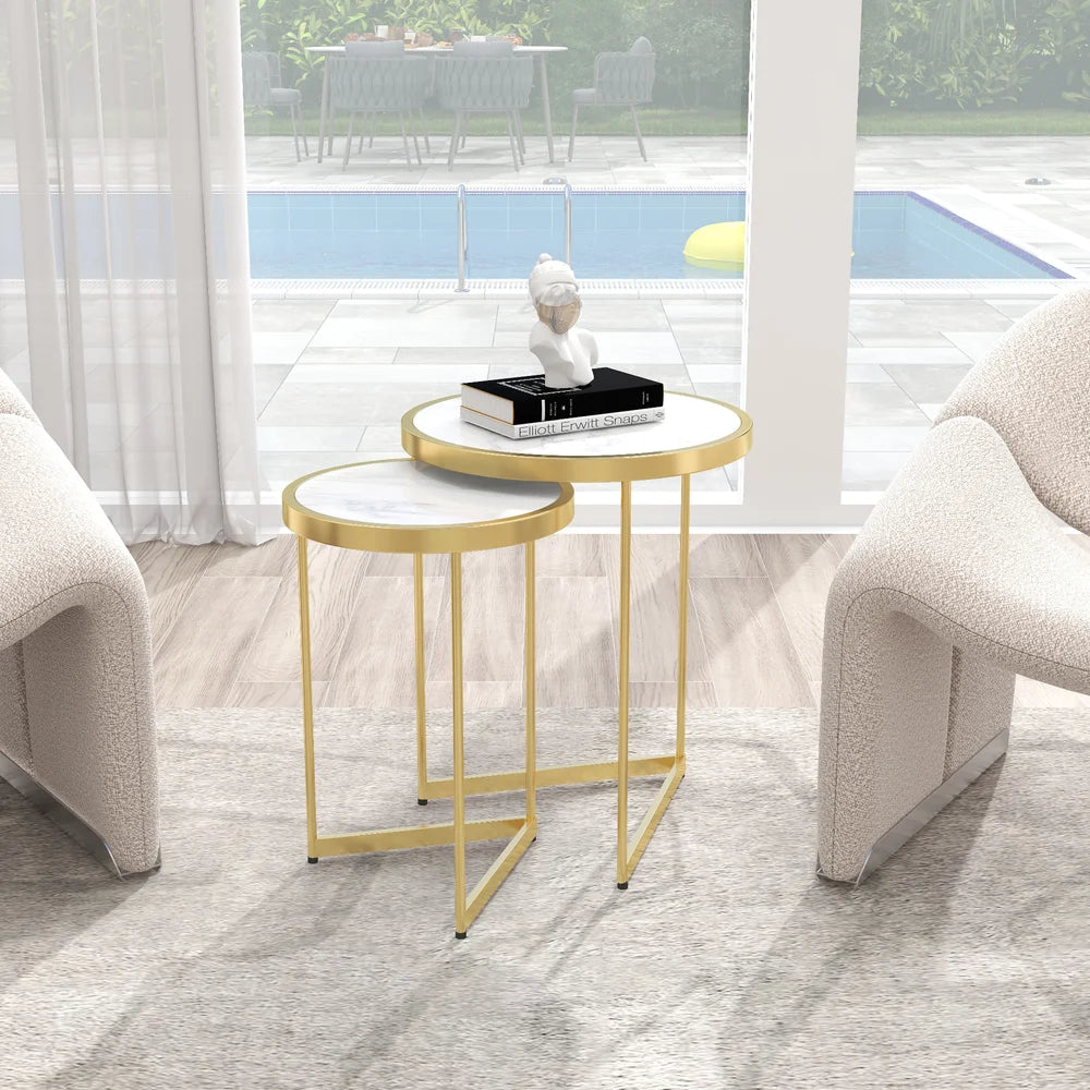 Marble Top Nesting Side Table