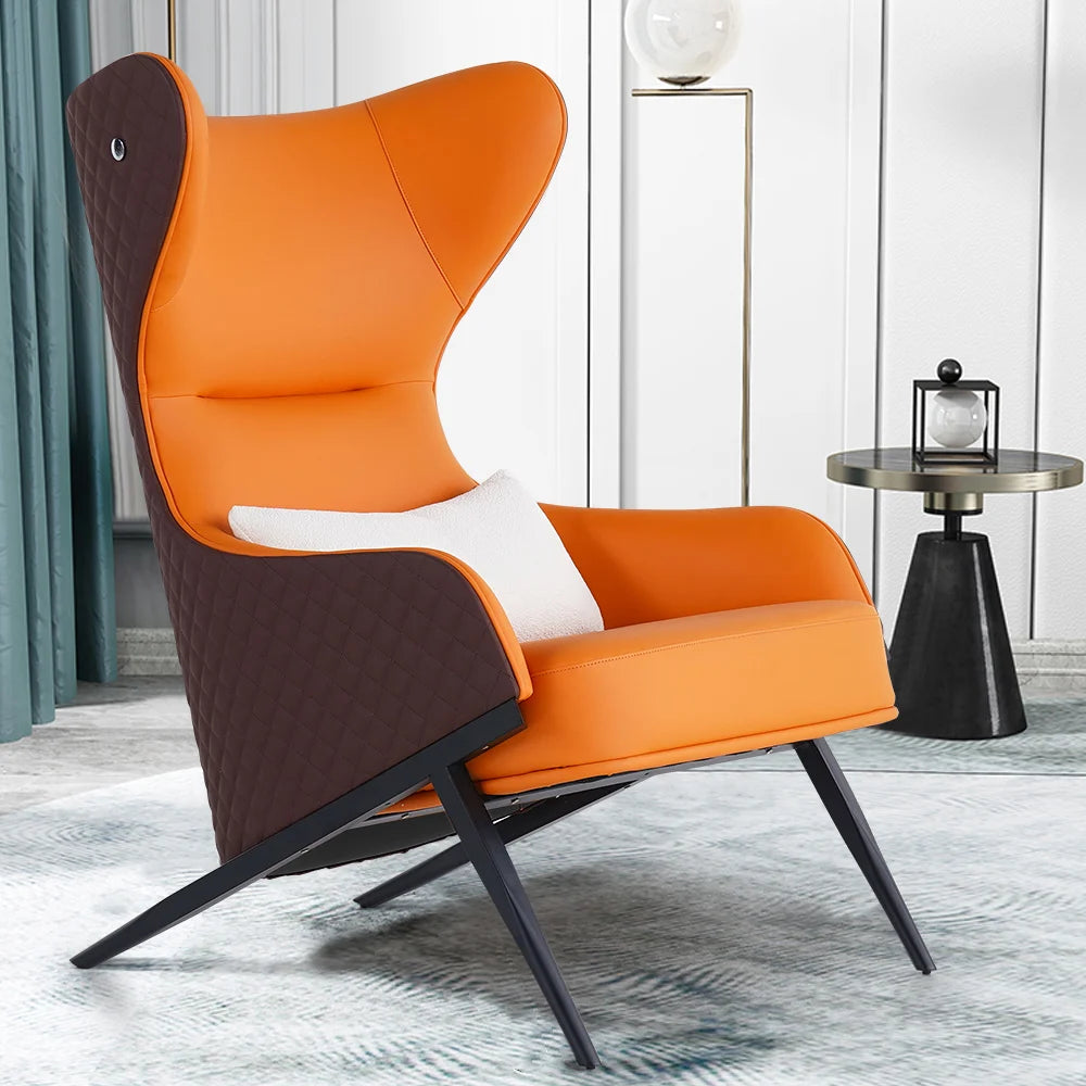 Leather Wingback Lounge Chair