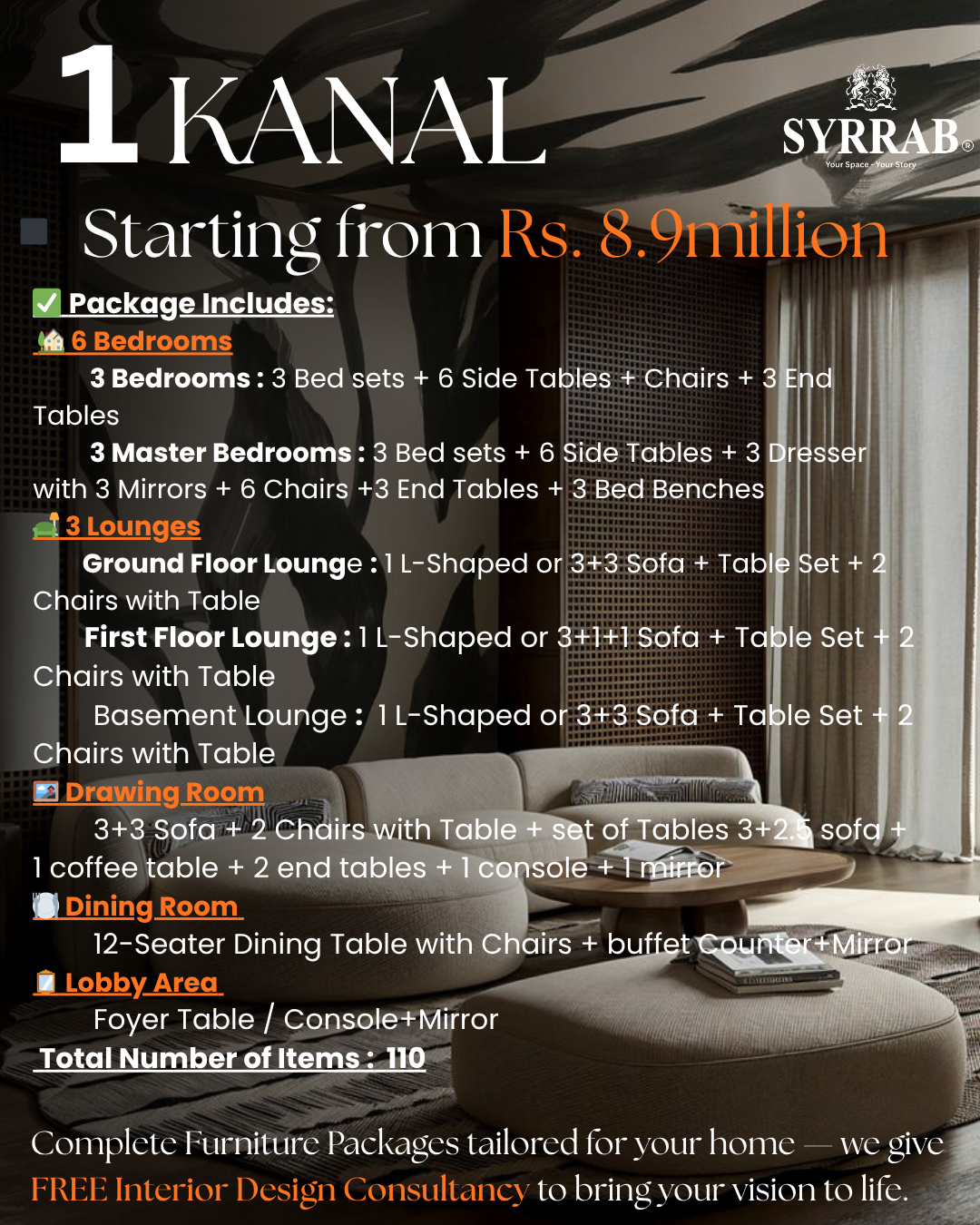 1 Kanal 6 Bedrooms Furniture Package