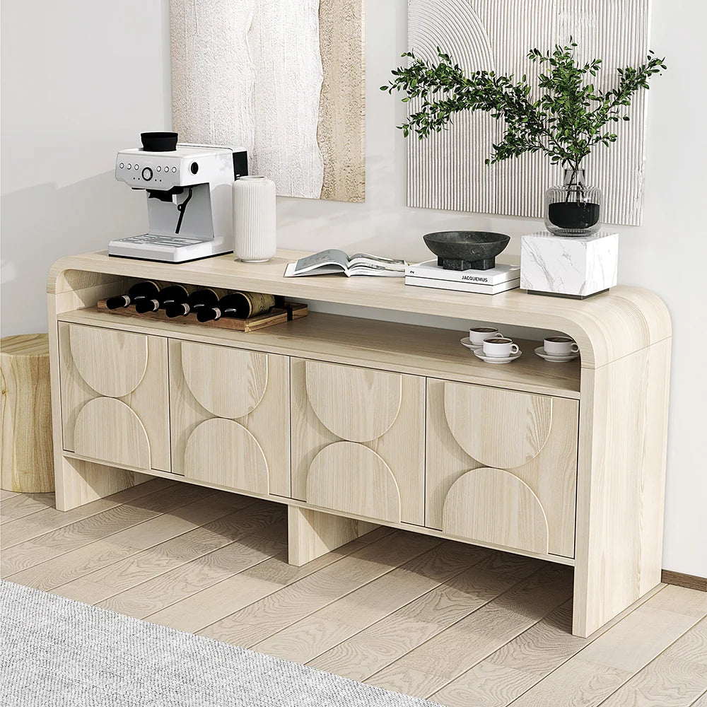Japandi Distressed Wood Sideboard Buffet