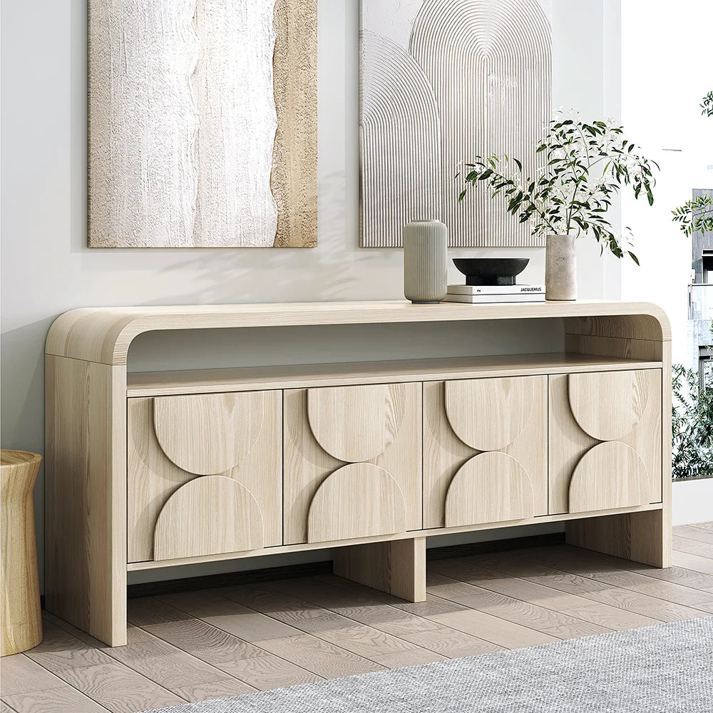 Japandi Distressed Wood Sideboard Buffet