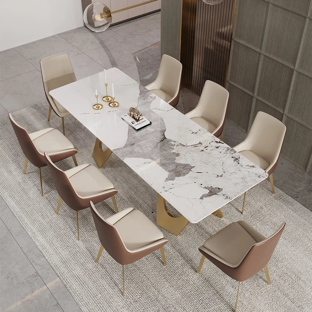 Modern Rectangle Faux Marble Dining Table
