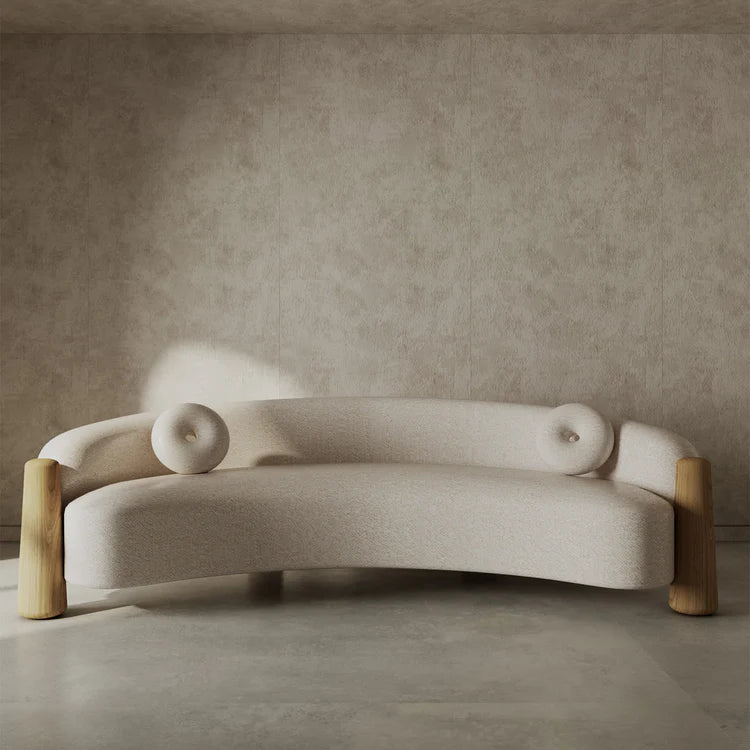 Golfo White Curved Sofa