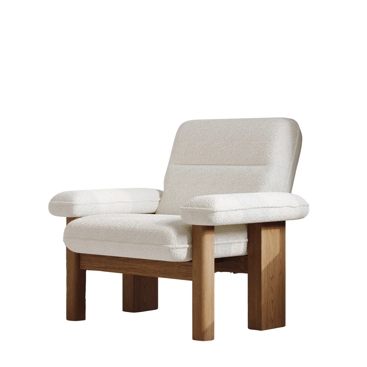 Solid Wood Boucle Accent Chair