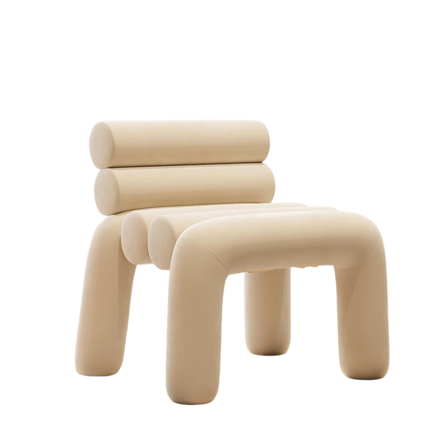 Beige Velvet Accent Chair