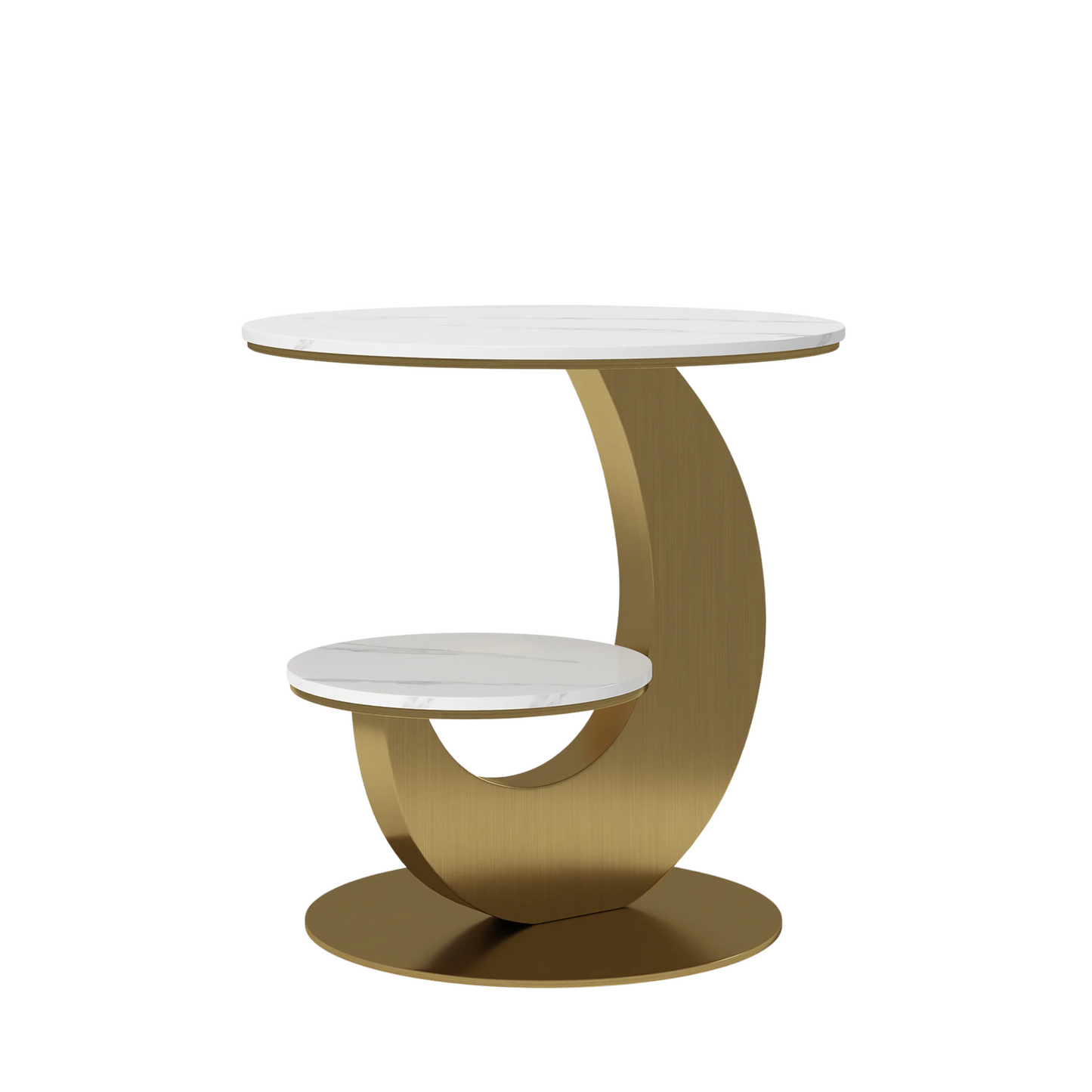 Round Sintered Stone Moon-Shaped Side Table