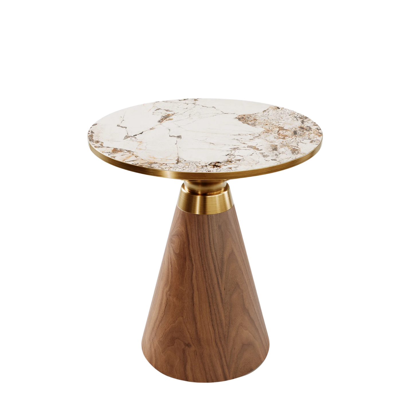 Round Walnut End Table