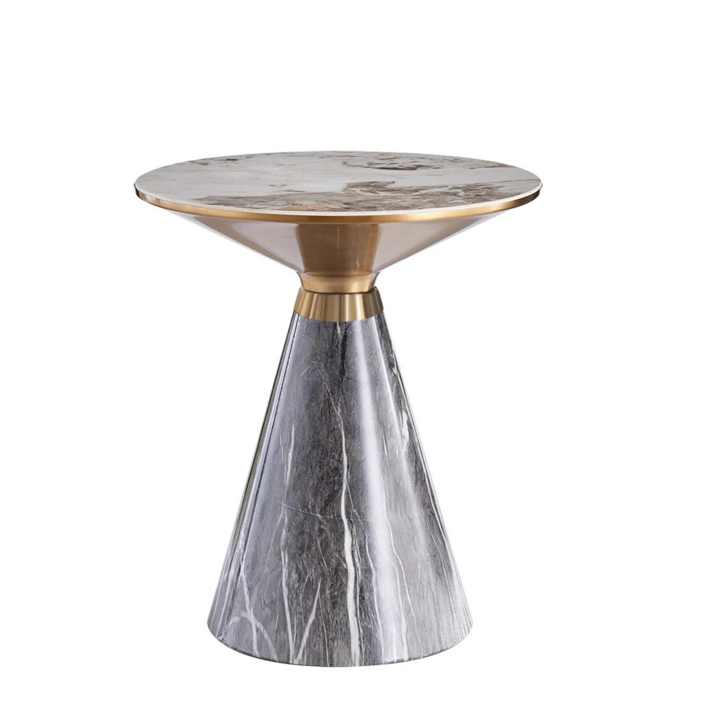 Gray & Gold Hourglass-Shape End Side Table