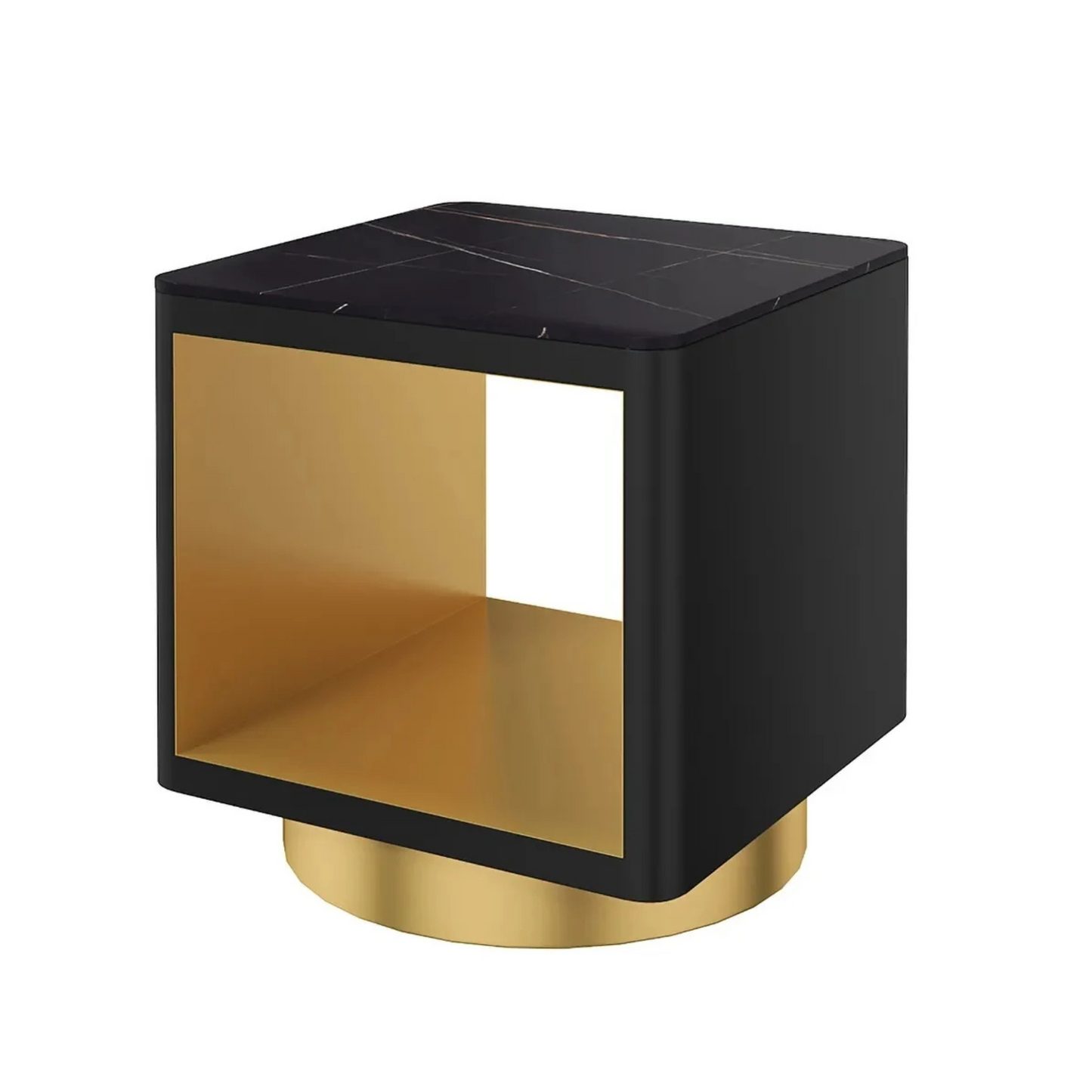 Modern Hollow Cube Black Side Table