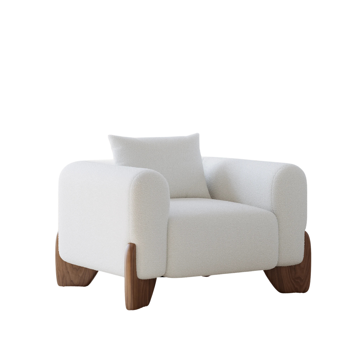 Curva White Boucle Accent Chair