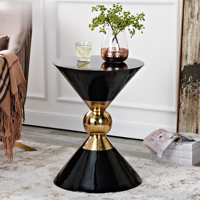 Modern Round Black End Side Table
