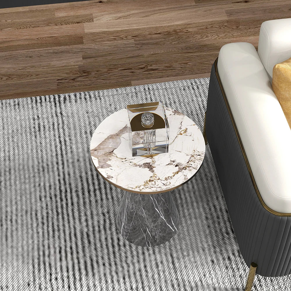 Gray & Gold Hourglass-Shape End Side Table