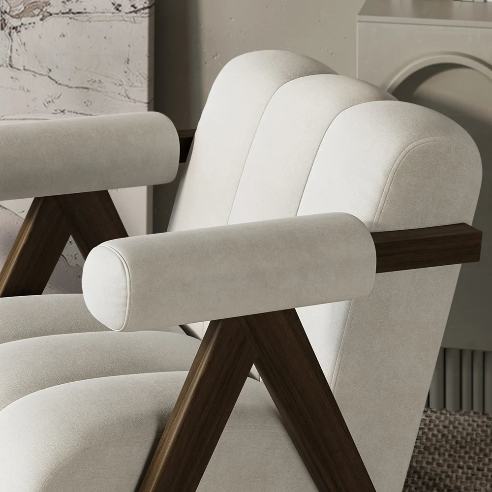 Japandi Beige Accent Chair