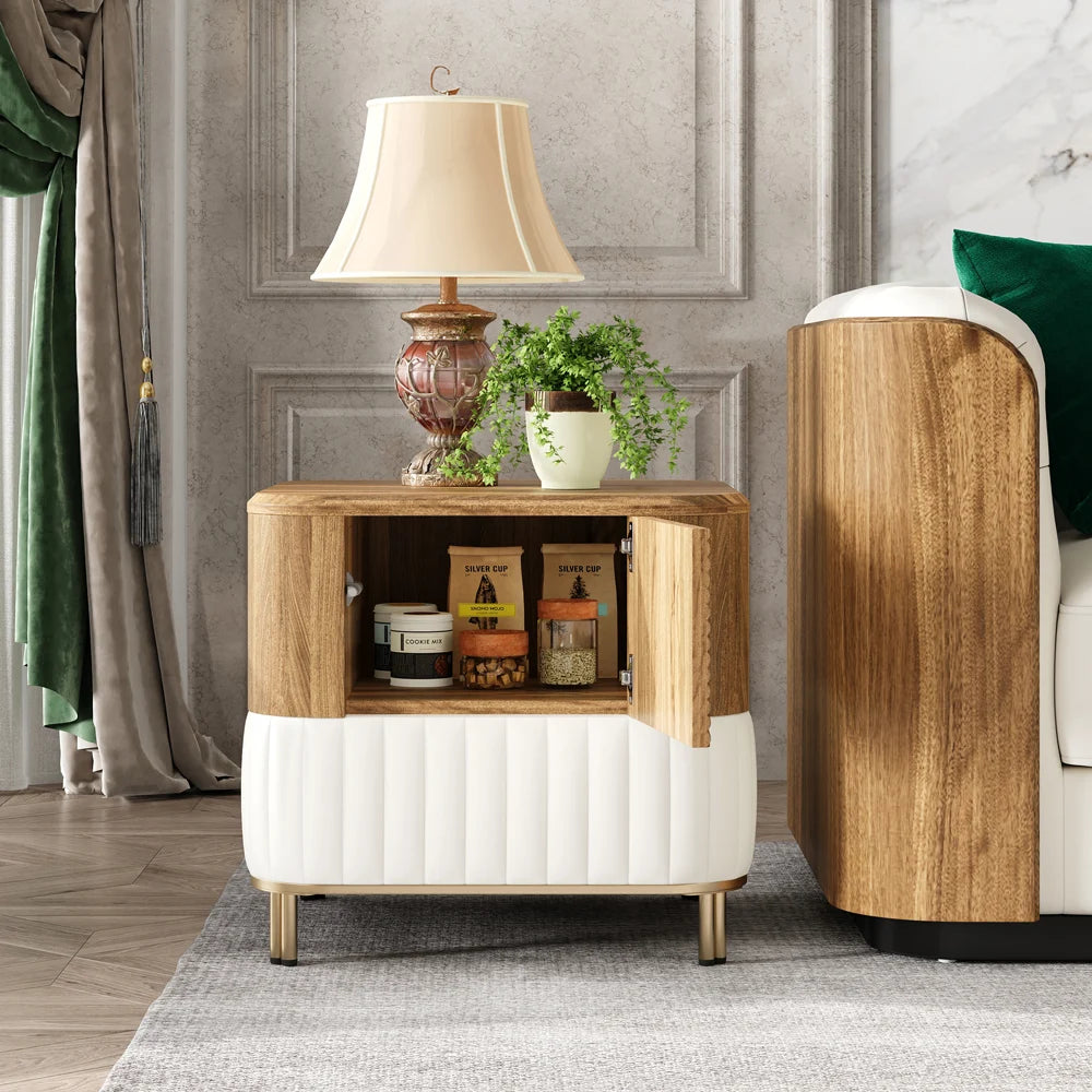 Modern Walnut Wood Narrow Side Table