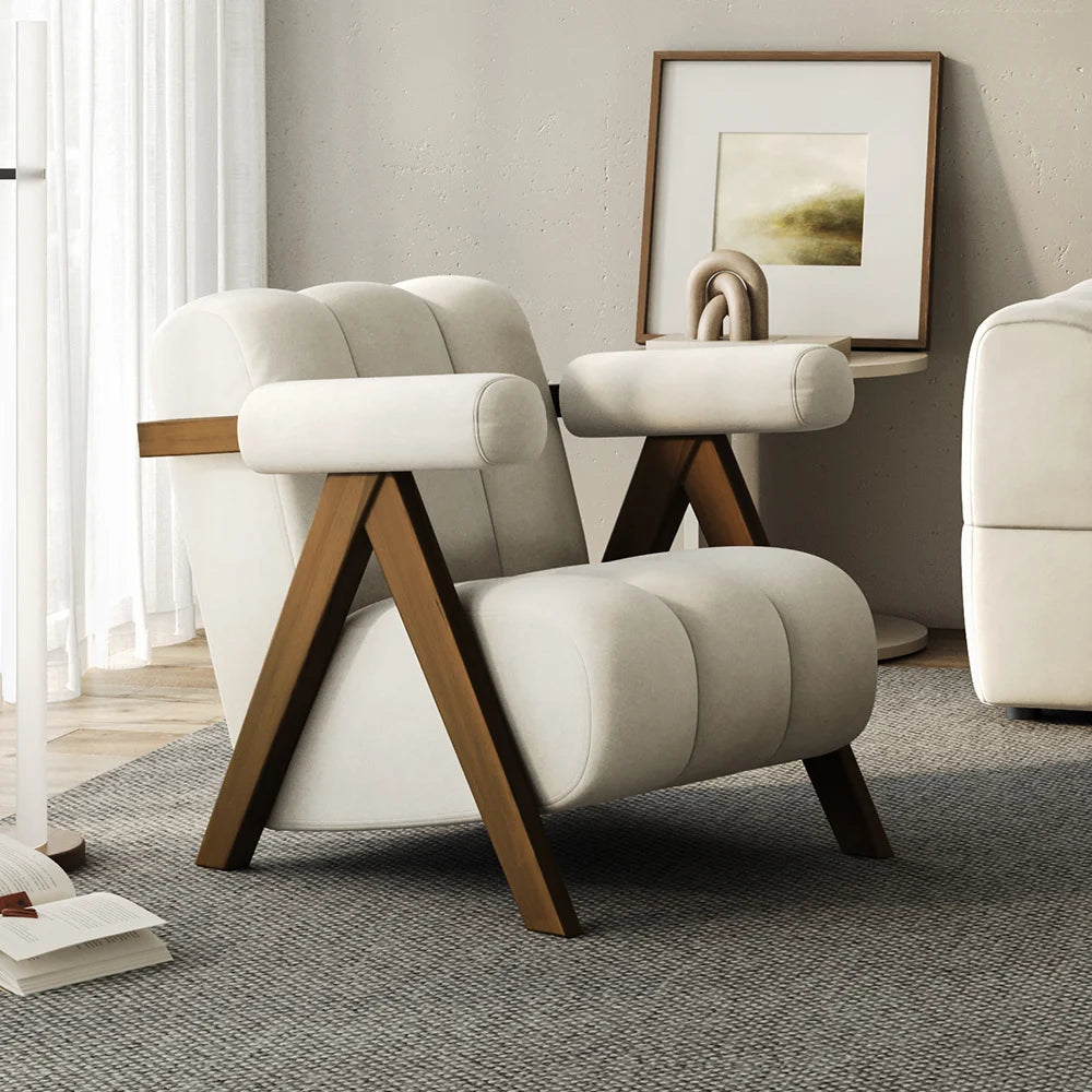 Japandi Beige Accent Chair