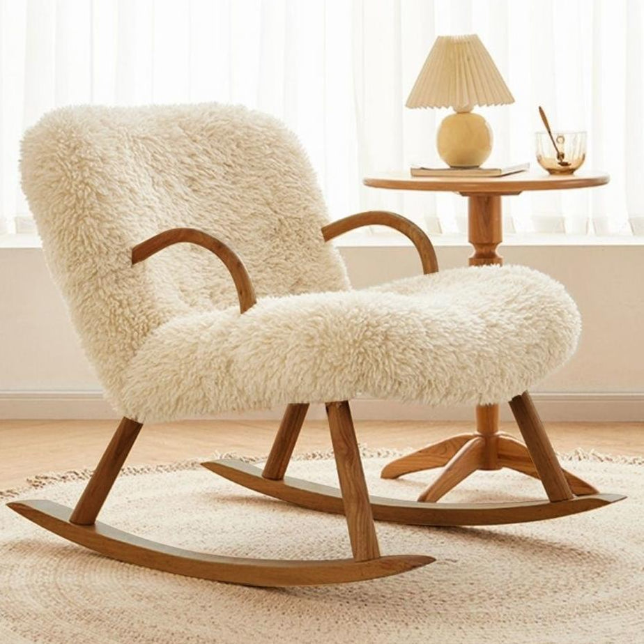 White Boucle Rocking Chair