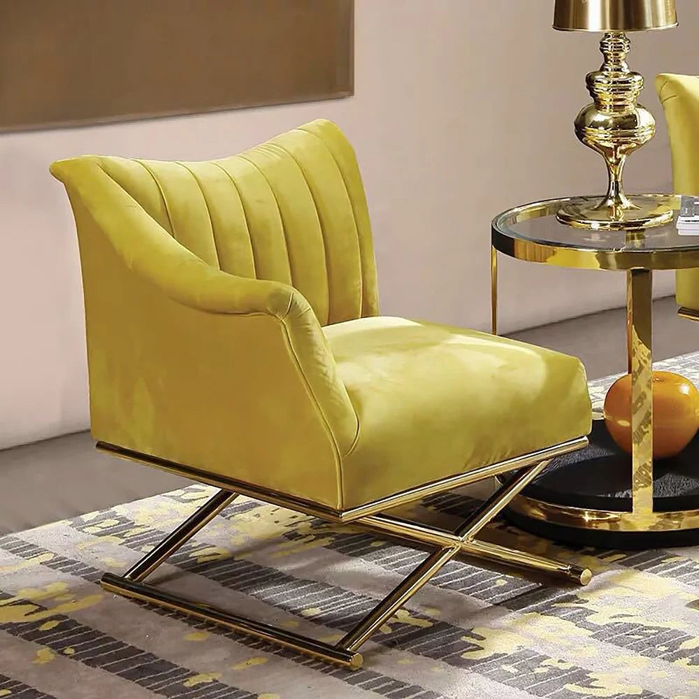 Yellow Velvet Accent Chair