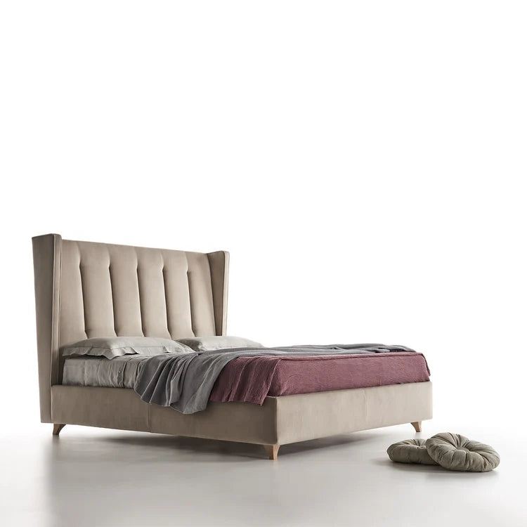 Edo Quilted Beige Velvet Bed