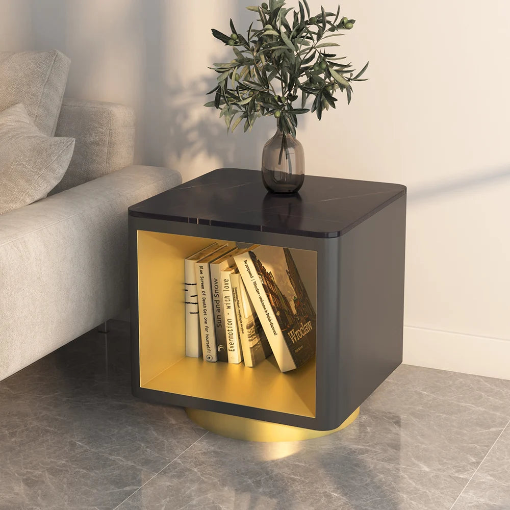Modern Hollow Cube Black Side Table