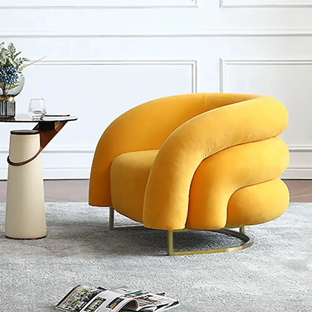 Modern Yellow Velvet Accent Chair