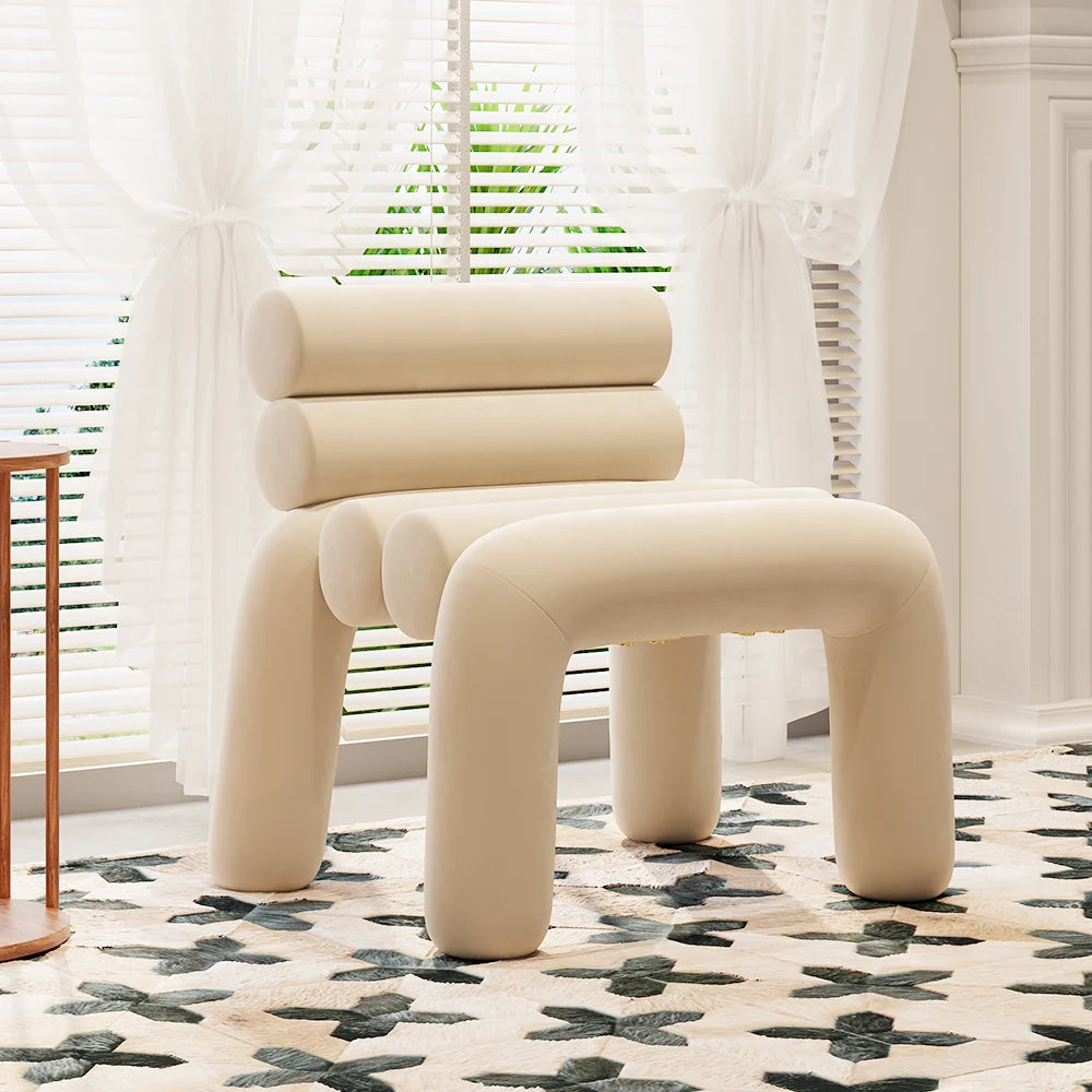 Beige Velvet Accent Chair