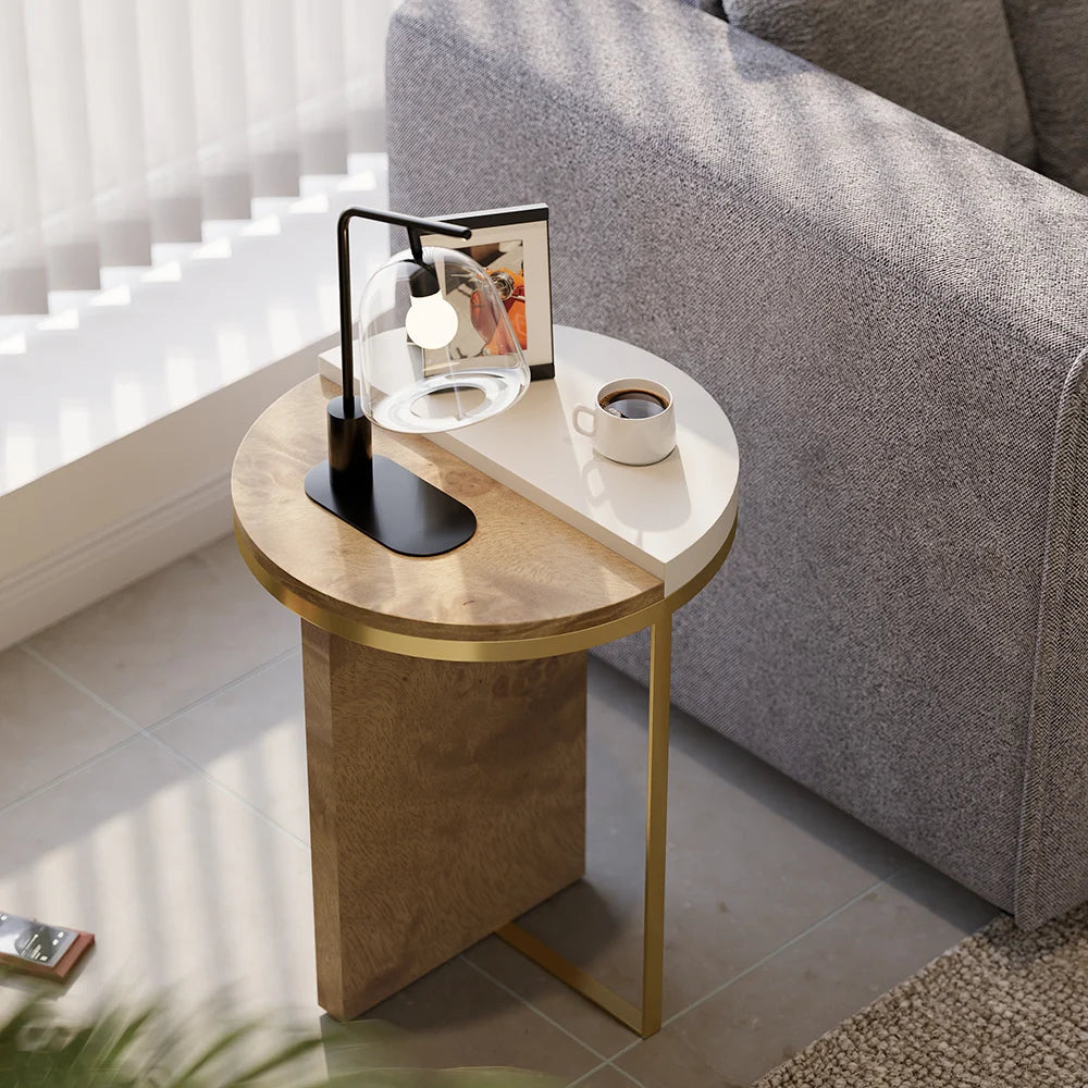 White Round Wood Side Table