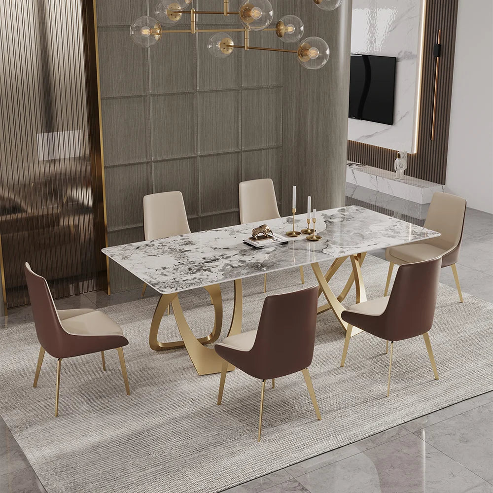 Modern Rectangle Faux Marble Dining Table