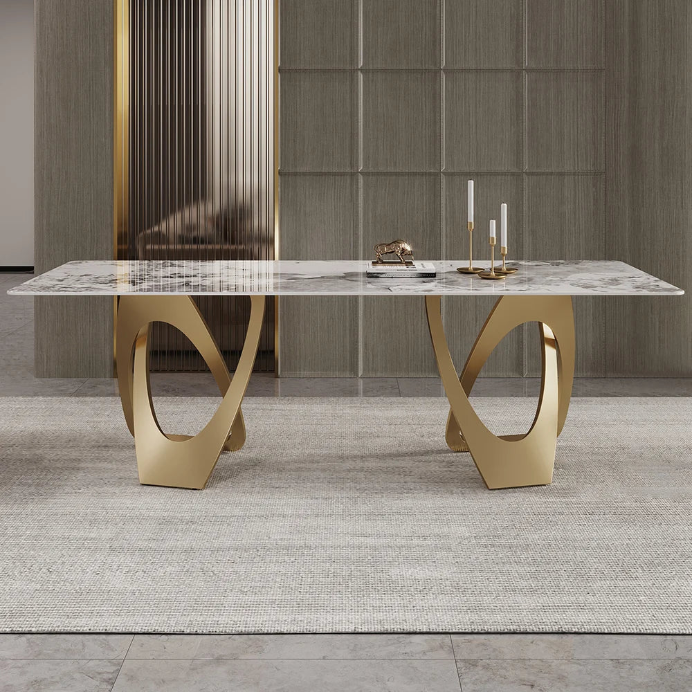 Modern Rectangle Faux Marble Dining Table