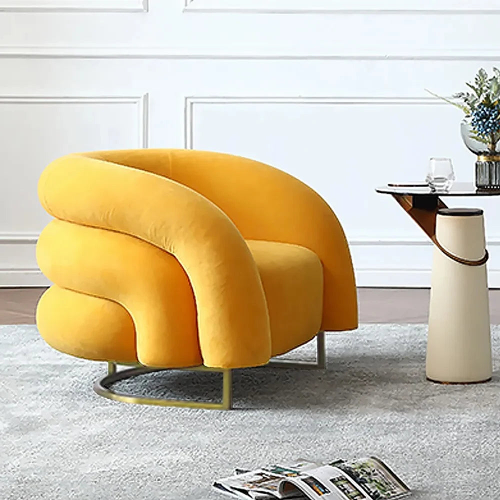 Modern Yellow Velvet Accent Chair