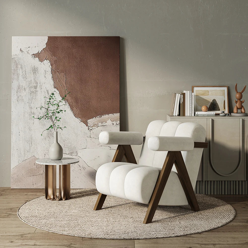 Japandi Beige Accent Chair
