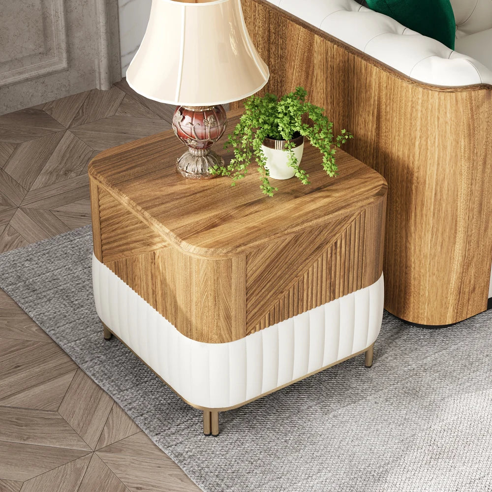 Modern Walnut Wood Narrow Side Table