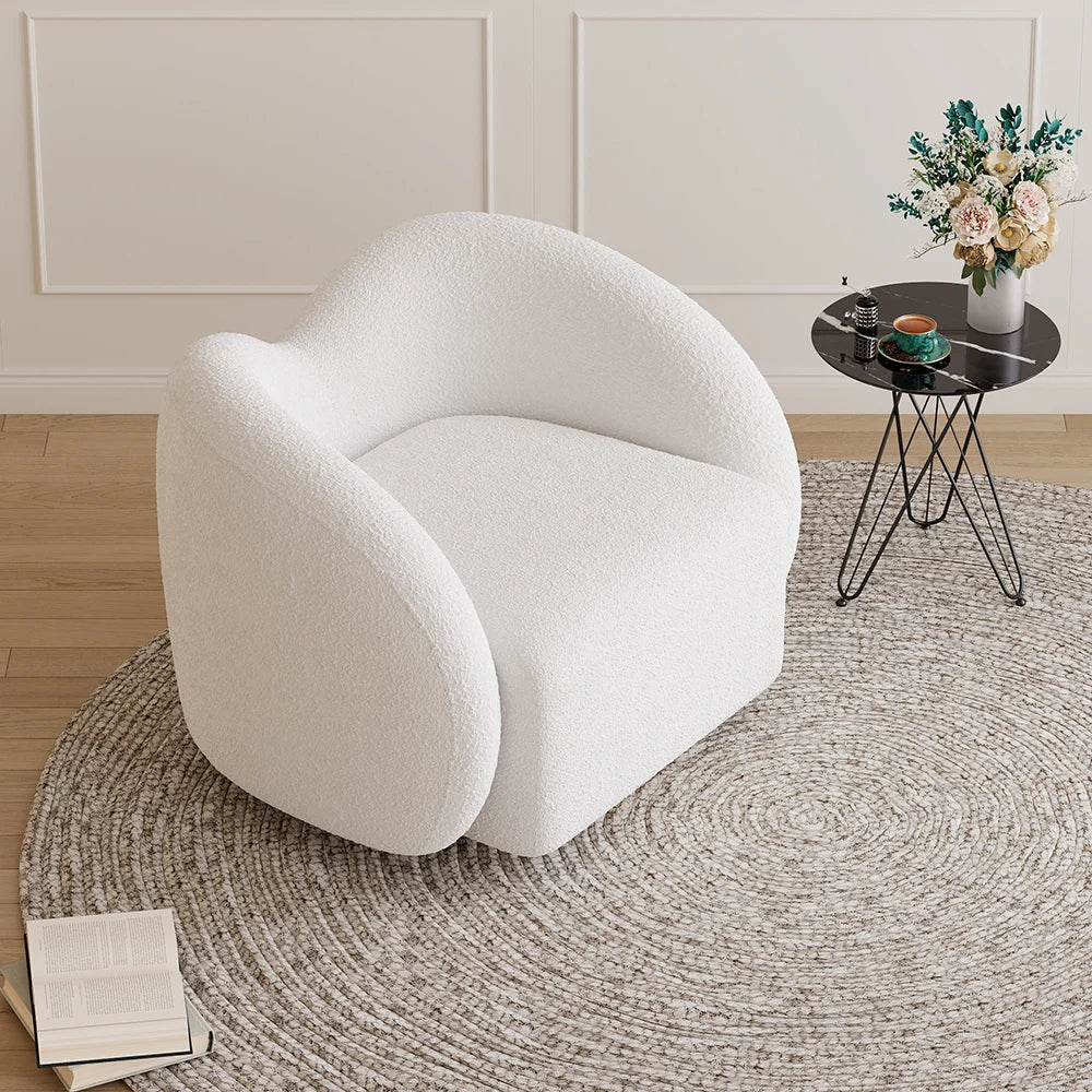 Modern White Swivel Accent Chair