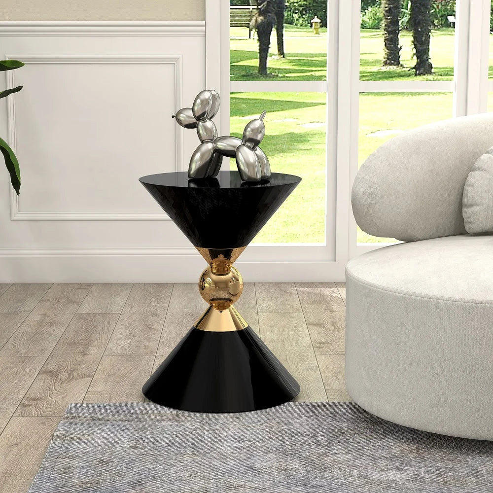 Modern Round Black End Side Table