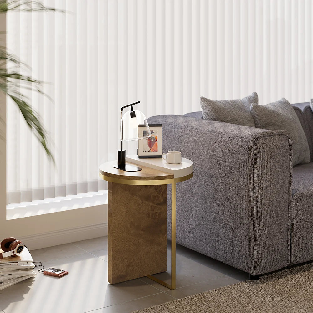 White Round Wood Side Table