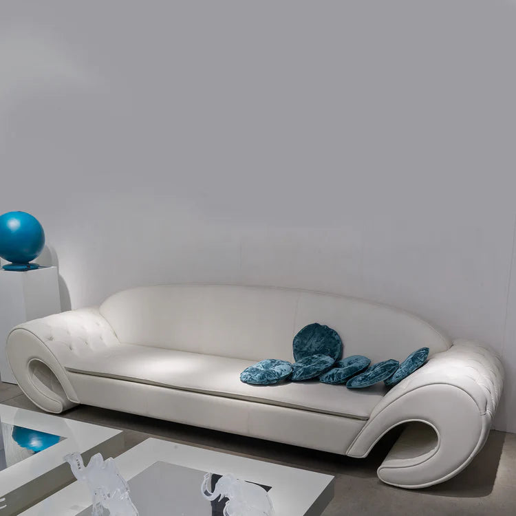 White Capitonné Sofa