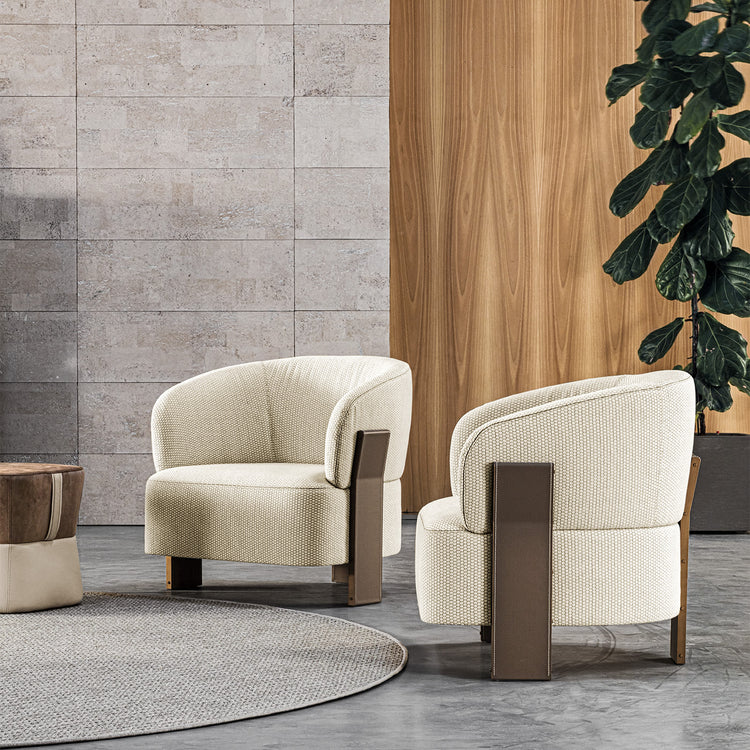 Diamante Glamour Beige Fabric Armchair