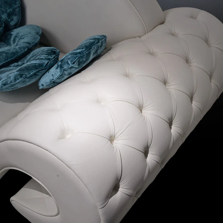 White Capitonné Sofa