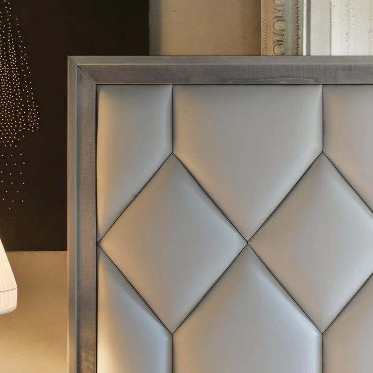 Elegance White Leather & Sycamore Double Bed