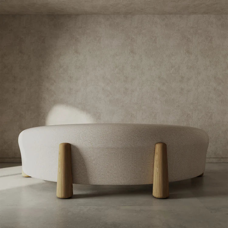 Golfo White Curved Sofa