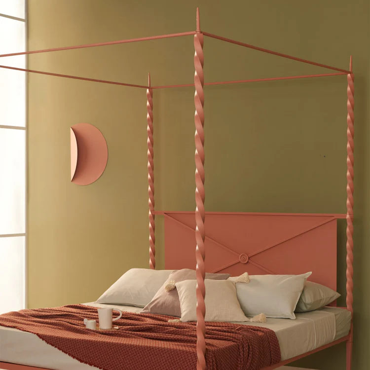 Rito Pink Iron Canopy Double Bed