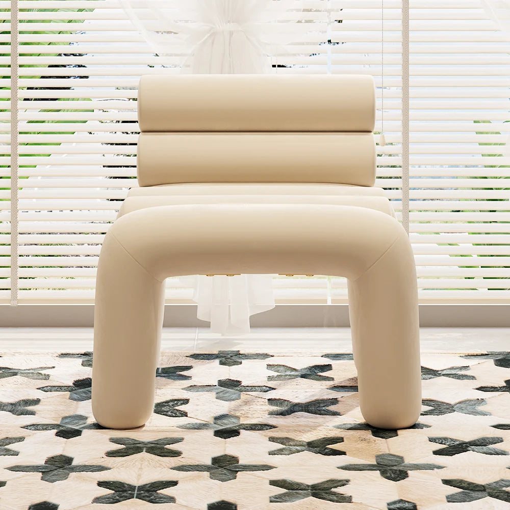 Beige Velvet Accent Chair