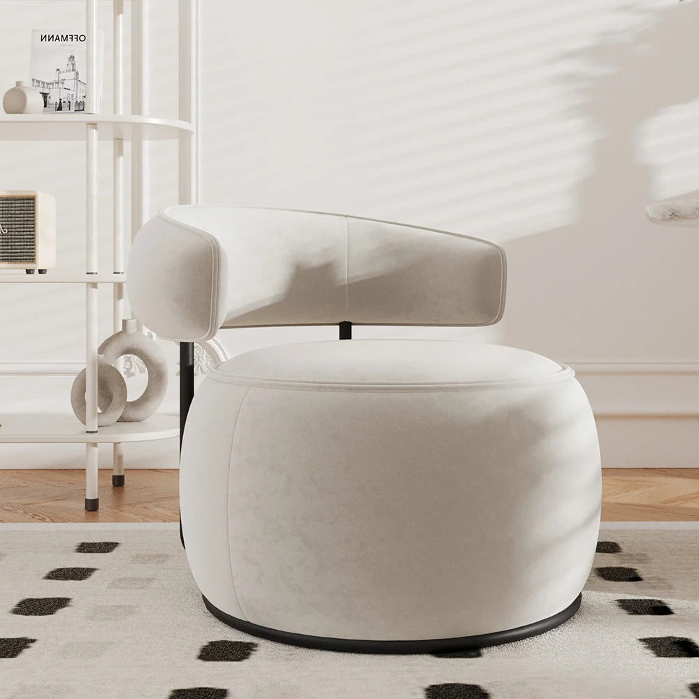 Modern Off-White Swivel Arm chair