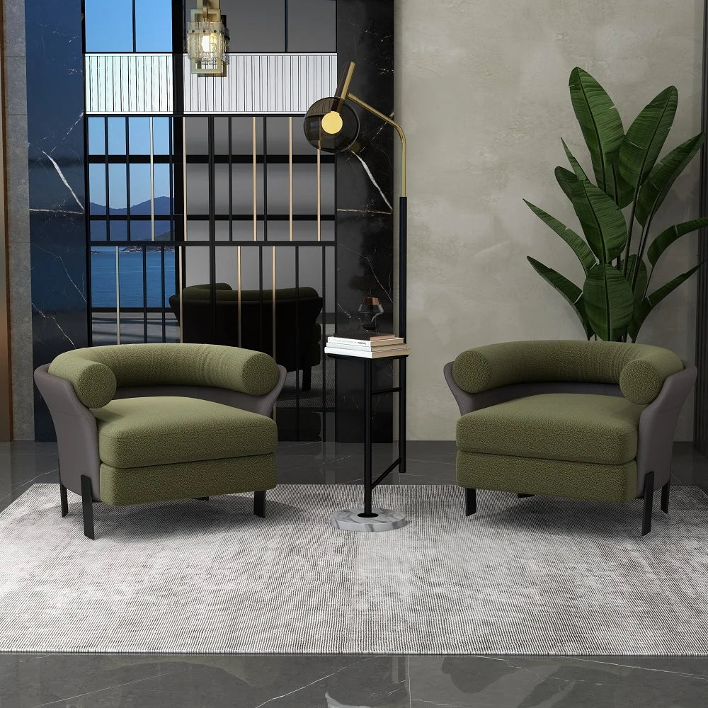 Modern Green Boucle Accent Chair