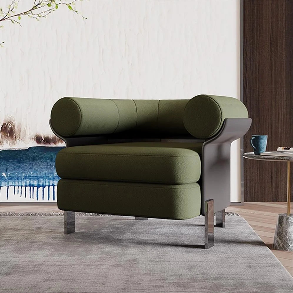 Modern Green Boucle Accent Chair