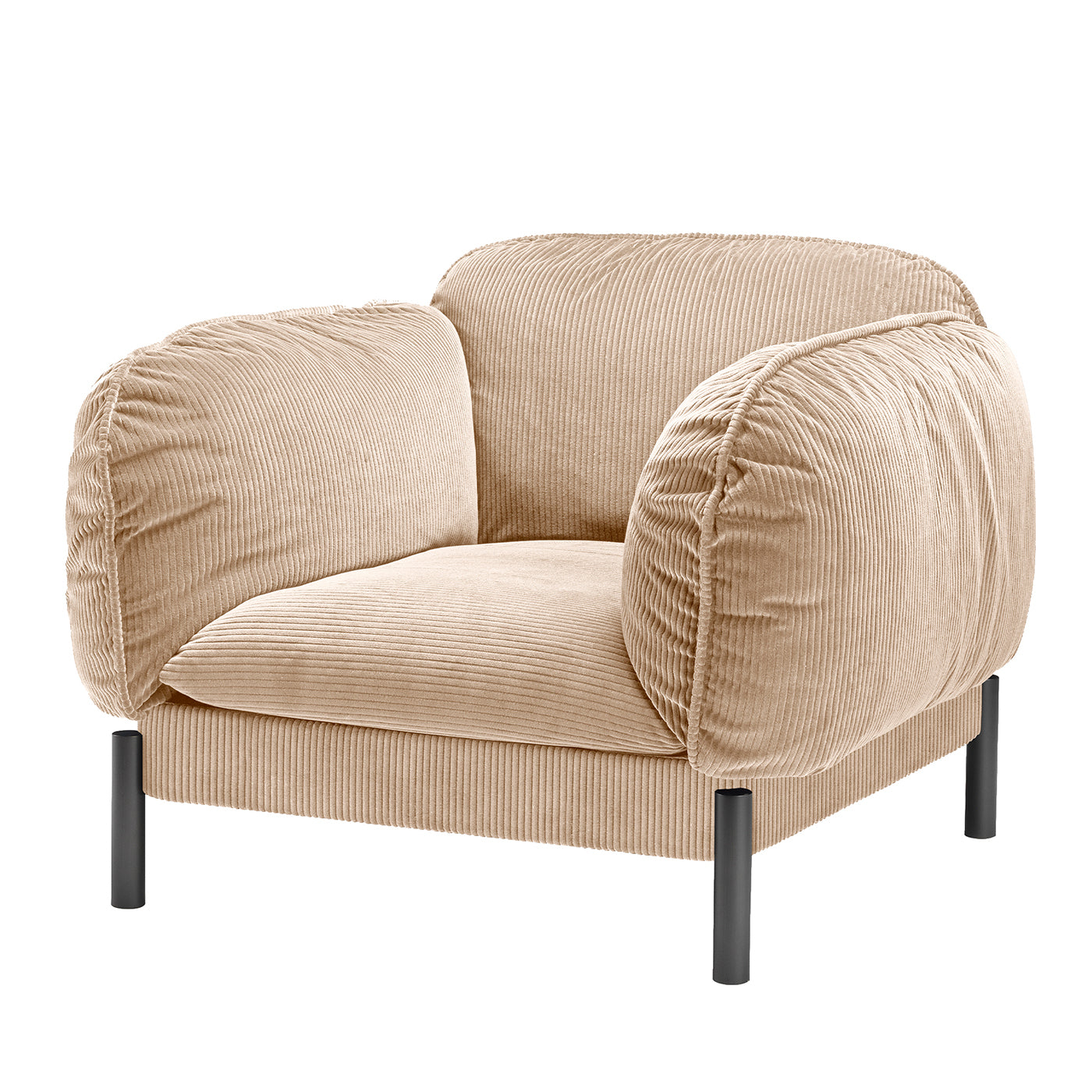 Tarantino Beige Velvet Armchair by Lorenza Bozzoli